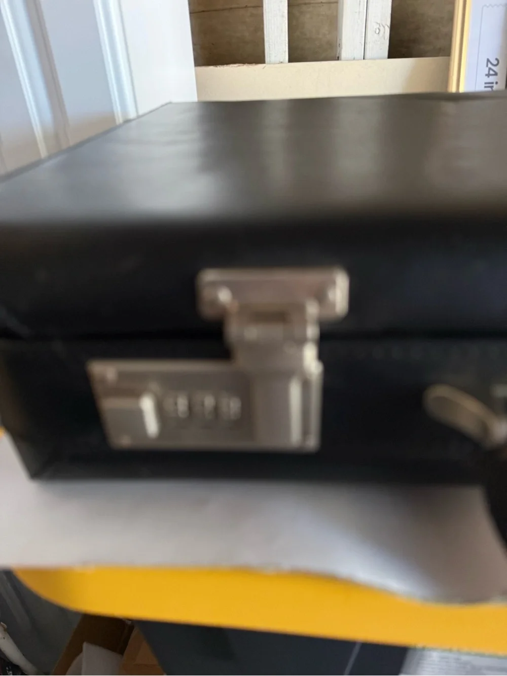 Professional Black Leather Briefcase with Silver Hardware
